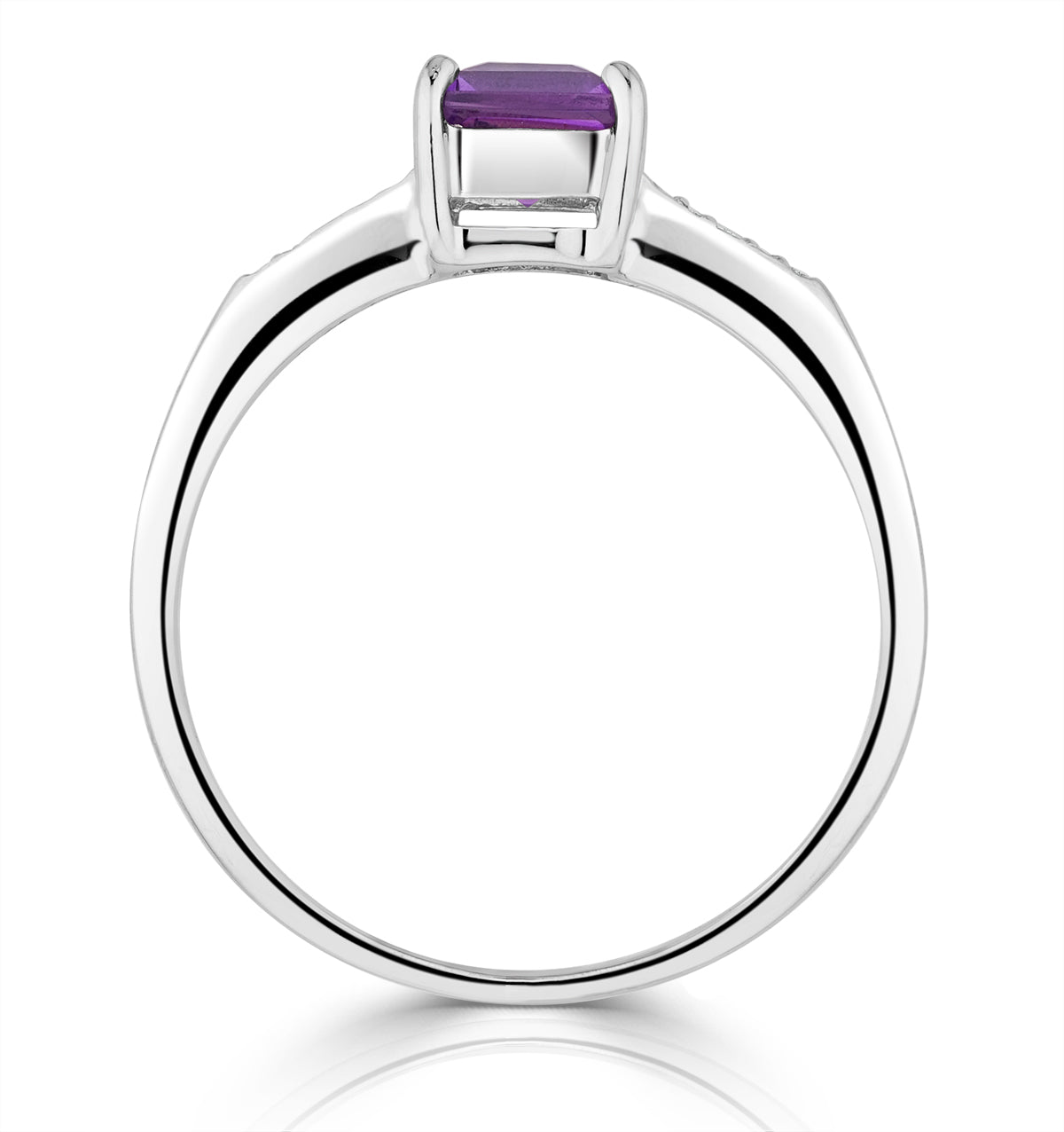 Amethyst 0.63ct And Diamond 9K White Gold Ring
